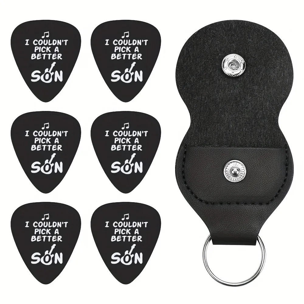 6 Pcs Original Sound Guitar Picks, Double-Sided Printed Ukulele Guitar Finger Shrapnel, Keychain Holster, Gift For Music Lovers