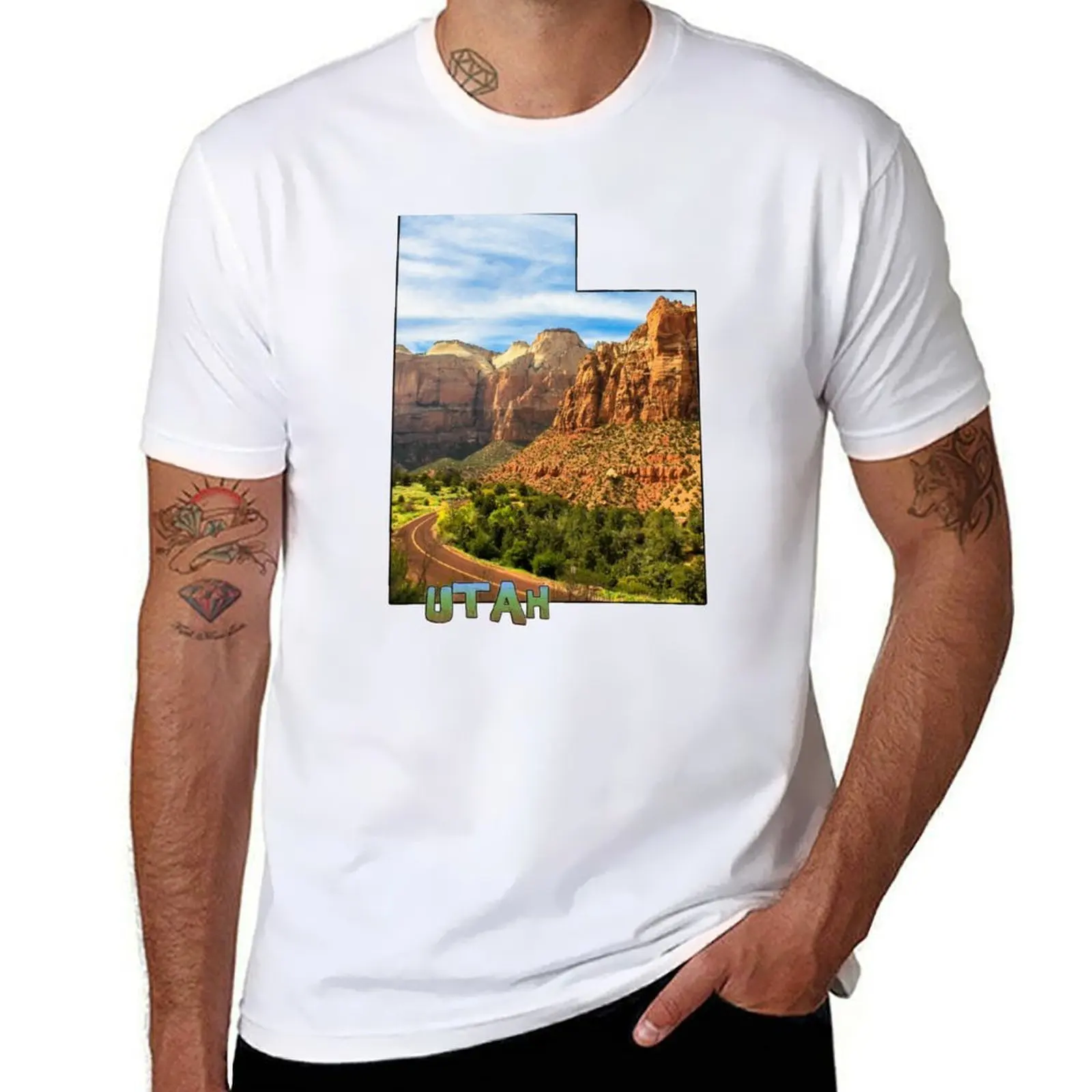 

Utah State Outline (Zion National Park) T-Shirt t shirts cotton 100% t shirt man designer T-Shirt