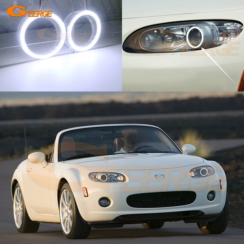 

For MAZDA MX5 MX-5 MIATA Roadster 2006 2007 2008 Excellent DRL Ultra Bright COB Led Angel Eyes Kit Halo Rings
