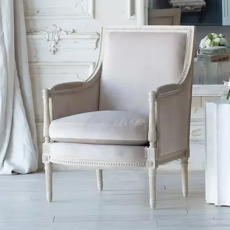 

#High Quality French antique design solid wood arm chairs single sofa chair living room.