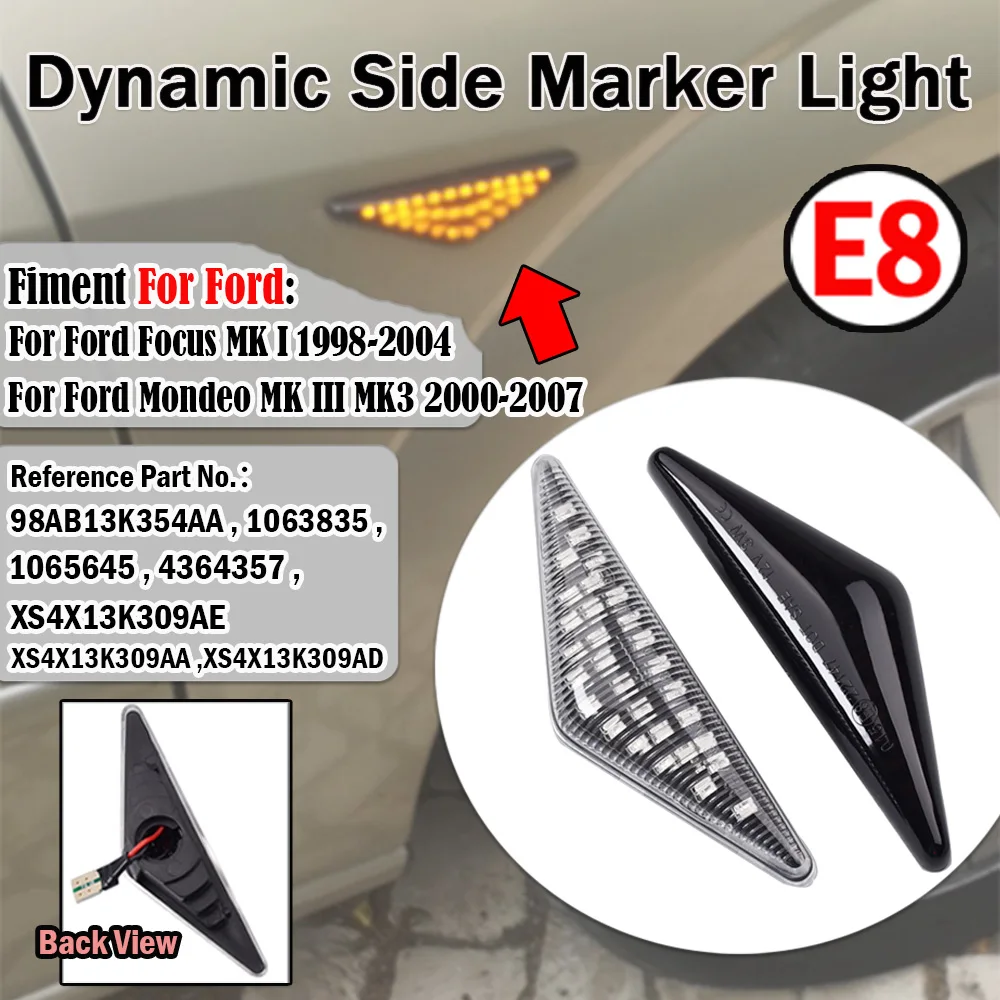 2pcs Dynamic LED Side Marker Turn Signal Blinker Light For Ford Mondeo MK III MK3 2000 2001 2002 2003 2004 2005 2006 2007