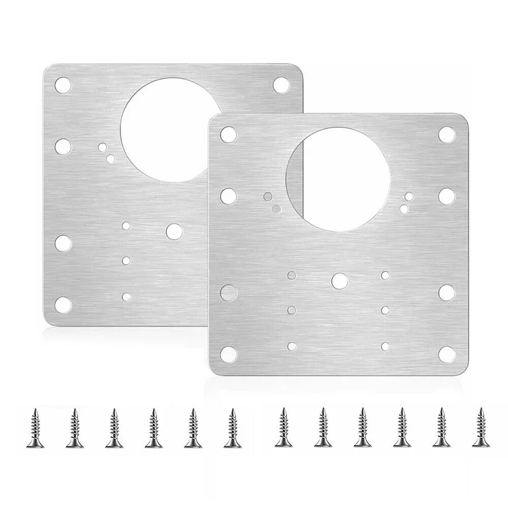 

Repair Kit Hinge Plate Silver Stainless Steel 9cm*9cm Fixing Screws For Cabinet Kitchen Cupboard Rust Resistant