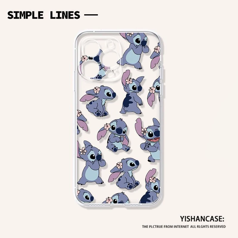 Disney Stitch Angel TPU Phone Case For iPhone 16 15 13 Pro Max 13 12 11 Pro X XR XS MAX 14 Plus Mini Cute Y2k Couple Soft Cases