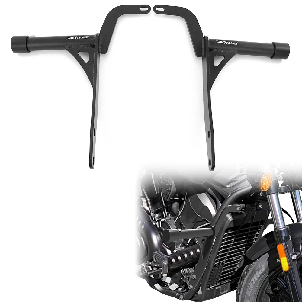 

For Indian Scout 2025+ Motorcycle Black Steel Highway Peg Crash Bar Engine Guard Frame Slider Protector Rider Footpeg Kit