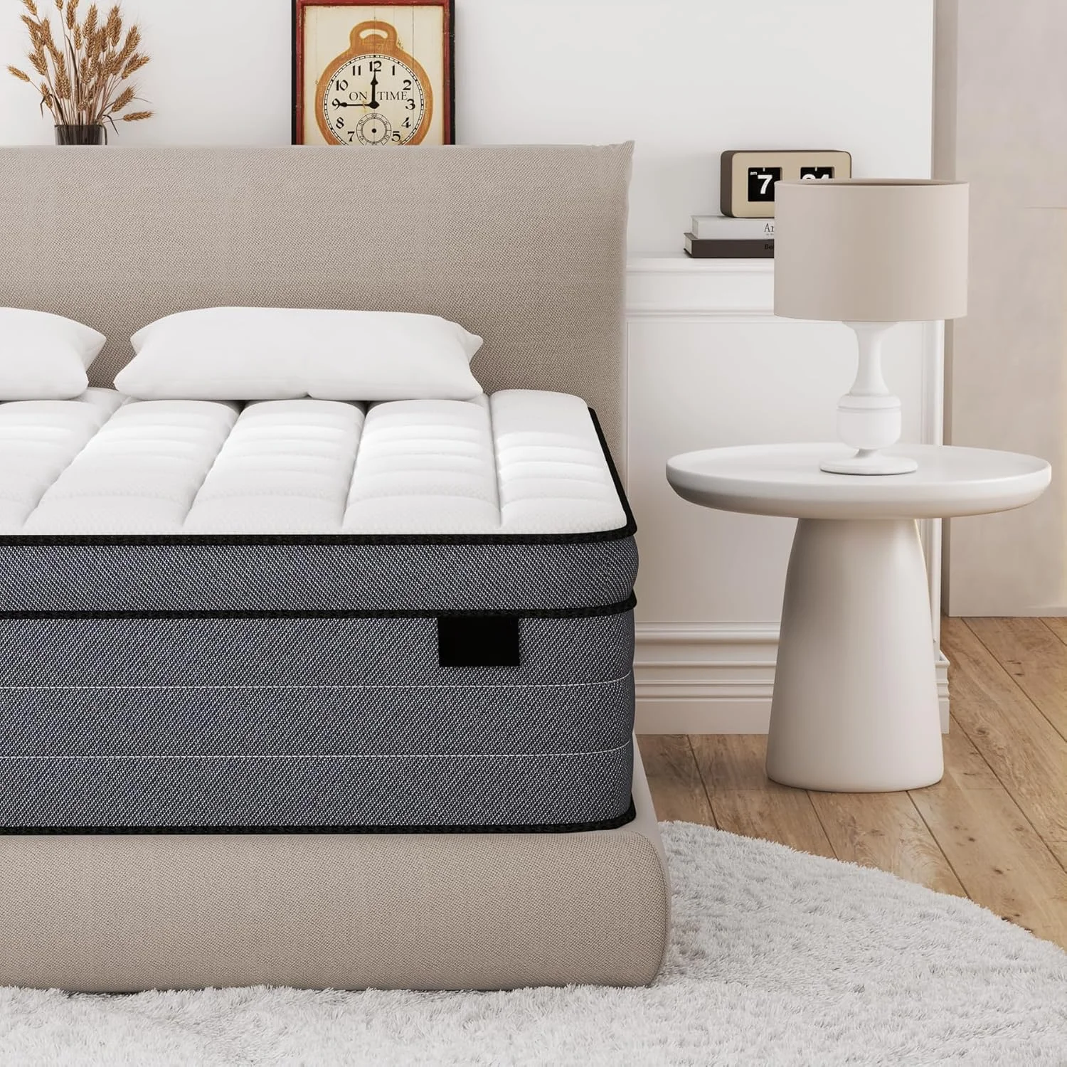 Matelas Hybride King Size de 12 Pouces, avec Mousse à Mémoire de Forme en Gel et Ressorts de Poche, Lit King Size dans une Boîte