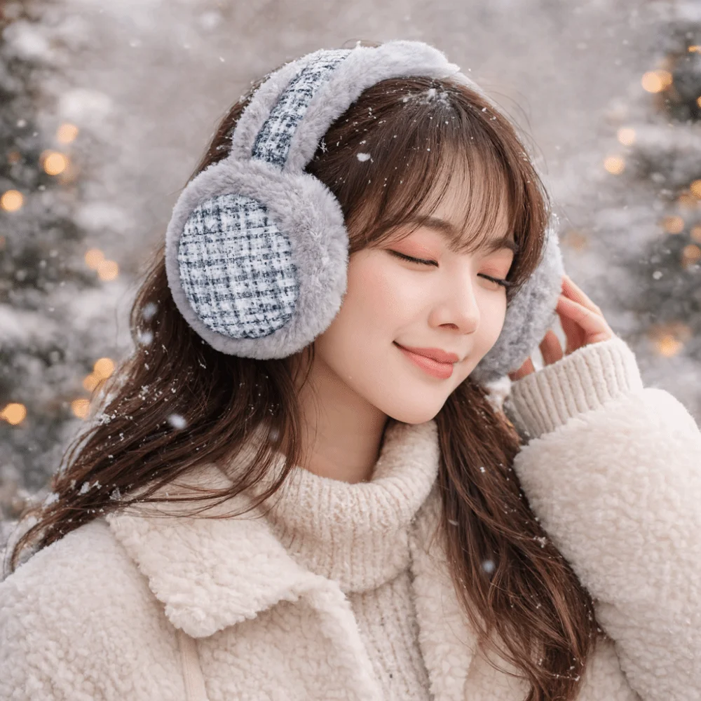 Ear Protection Solid Color Winter Warm Earmuffs Windproof Foldable Ear Cover Soft Korean Style Winter Thicken Earflap Women