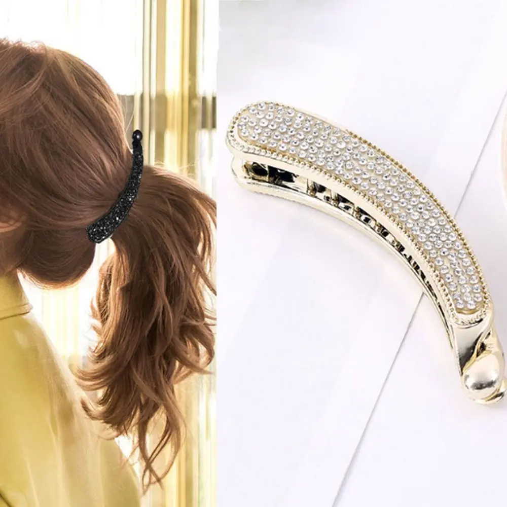 

Korea Women Banana Crystal Rhinestone Classic Headwear Hair Clip Claw Hair Accessories Hairpin Barrette