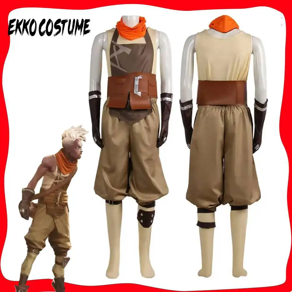 LoL Arcane Ekko Cosplay Costume The Boy Who Cos Shattered Time Uniform Outfits Halloween Carnival Suit For Adult Men Male Cloth