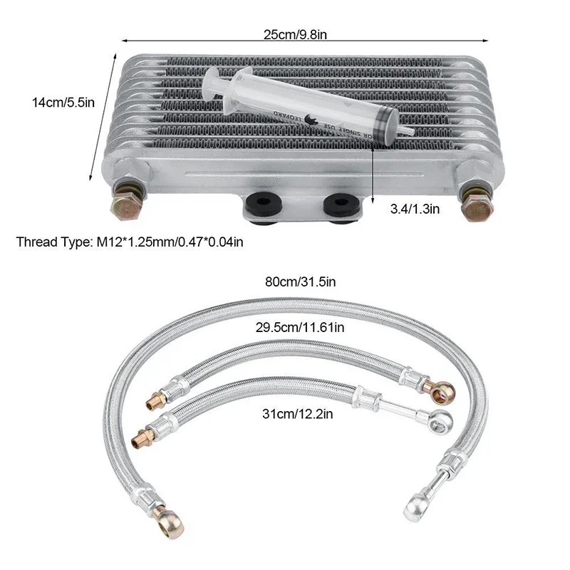 Motorcycle Oil Cooler Radiator Set Motorcycle Engine Oil Cooling Radiator System Kit Fit for CB CG Engine 100CC-250CC Dirt Bike