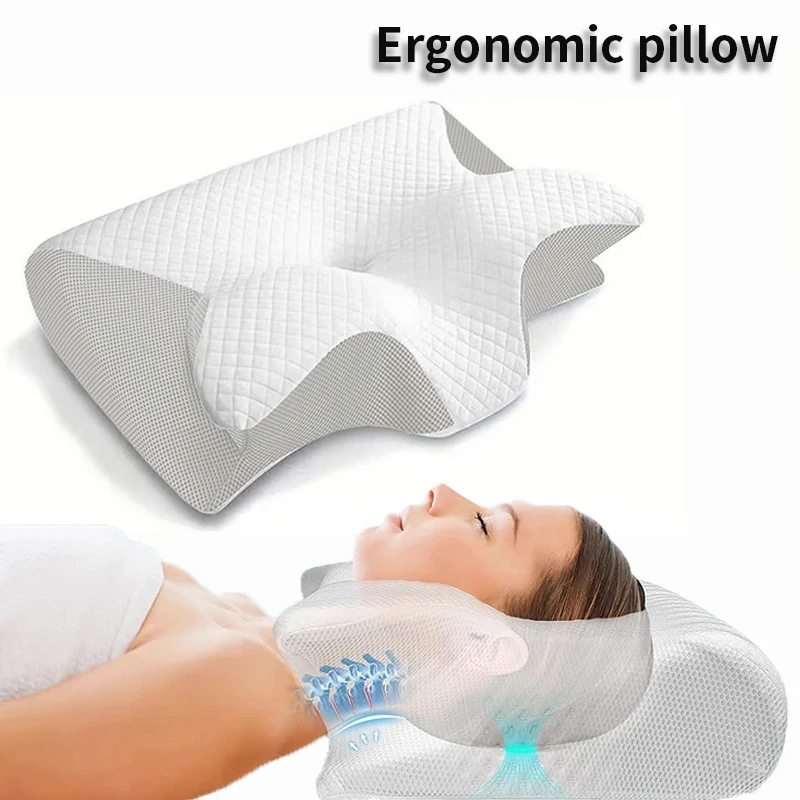 New 2 in 1 Ergonomic Memory Foam pillow Help Sleep,Protect The Neck Cervical Orthopedic Travel Neck Pillow For Sleeping For Home