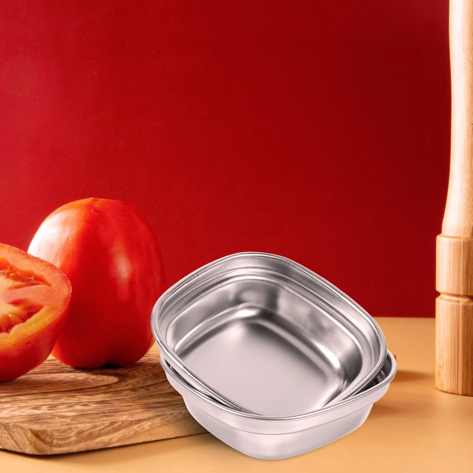 

4pcs Stainless Steel Dipping Bowls Seasoning Sauce Dish For Chili Oil Appetizer Serving Condiment Bowl Small Metal Plates