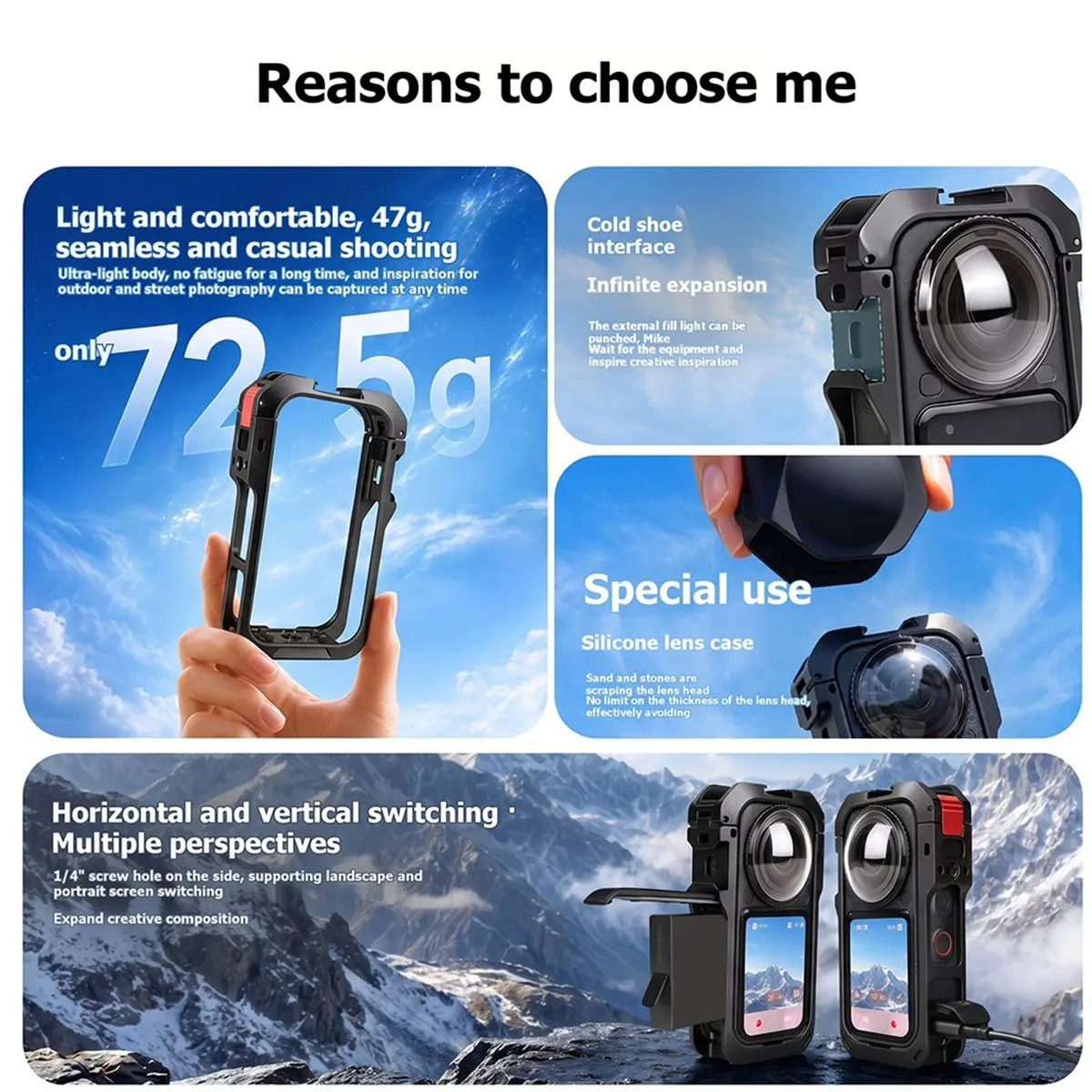 Cage for X6 with Silicone Lens Cover Cold Shoe Mount Ultra- Aluminum Frame