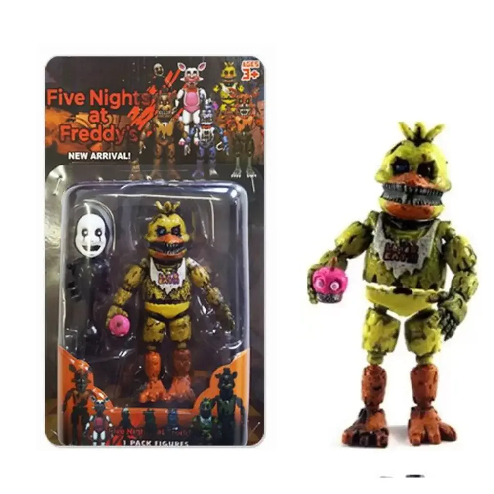 2024 HOT 14CM FNAF Luminous Bonnie Bear Foxy Chica Freddy Movable Joints Anime Figure PVC Action Figure Model TOY