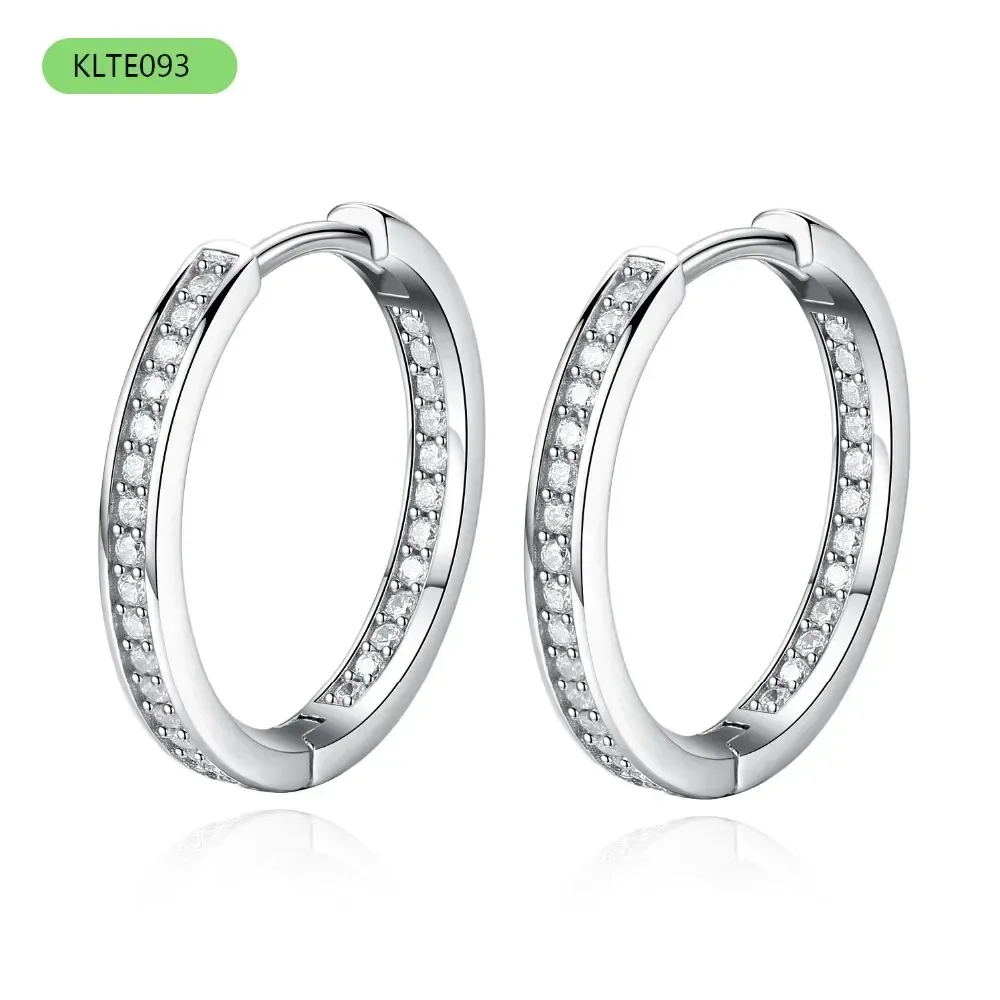 KALETINE Unique Luxury Hoop Earrings for Women Charm Round Pink White CZ 925 Sterling Silver Earrings Jewelry Brinco