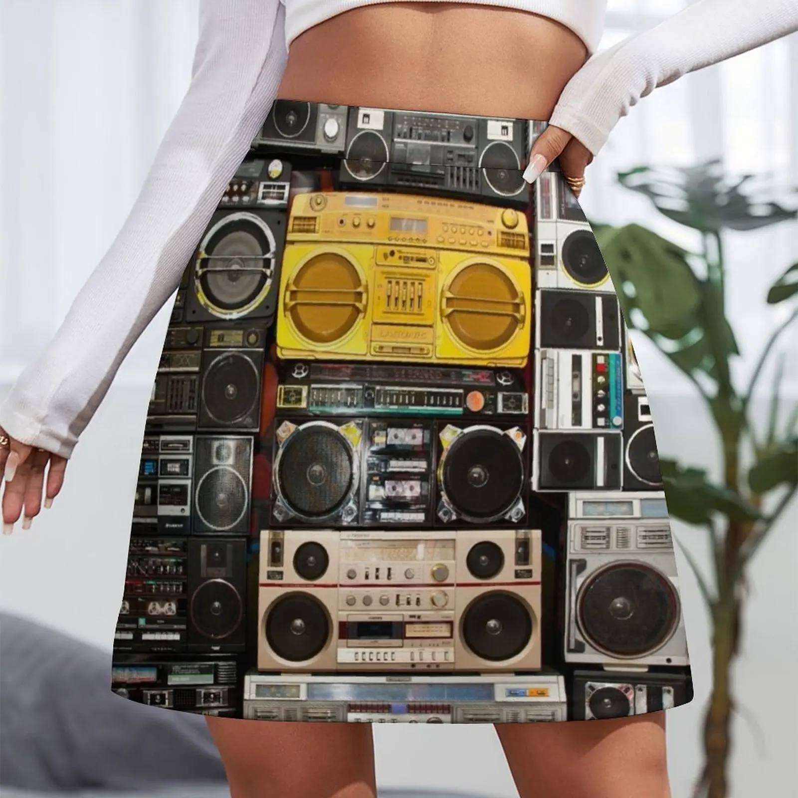 Wall Of Boomboxes Mini Skirt dress elegant social women's skirts Clothing Mini Skirt