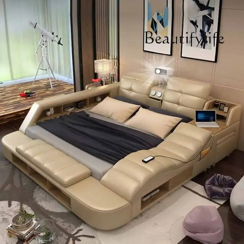 Y Storage Simple Double Bed Modern King Size Loft Smart Double Bed Queen Floor Massage Luzko Wielofunkcyjne Furniture For Bedroo