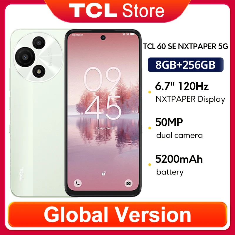 Global Version TCL 60 SE NXTPAPER 5G 6.7" 120Hz NXTPAPER Display 8GB+10GB RAM Expansion & 256GB ROM AI-boosted Efficiency