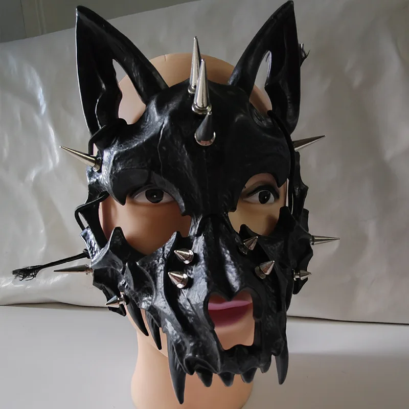 男性と女性のためのコスプレスカルマスク,ハーフフェイス,スチームパンクのスケルトン,動物のリベット,ハロウィーンパーティー,ゴシック
