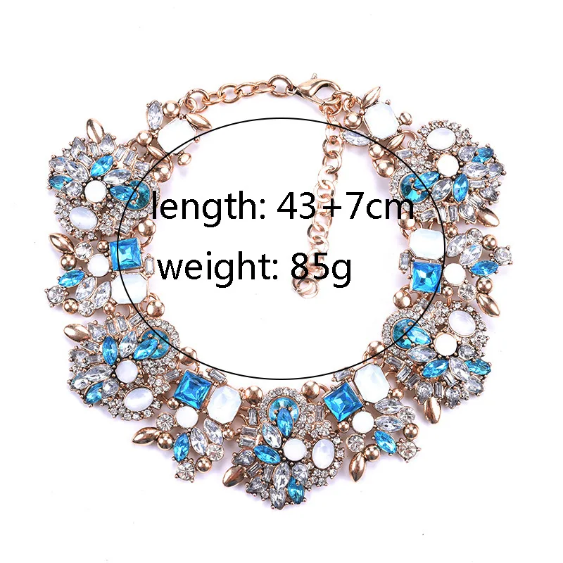 Handmade Artificial Jewellery Shops Exaggerated Big Gem Crystal Rhinestone Choker Kundan Chunky Statement Necklace for Women