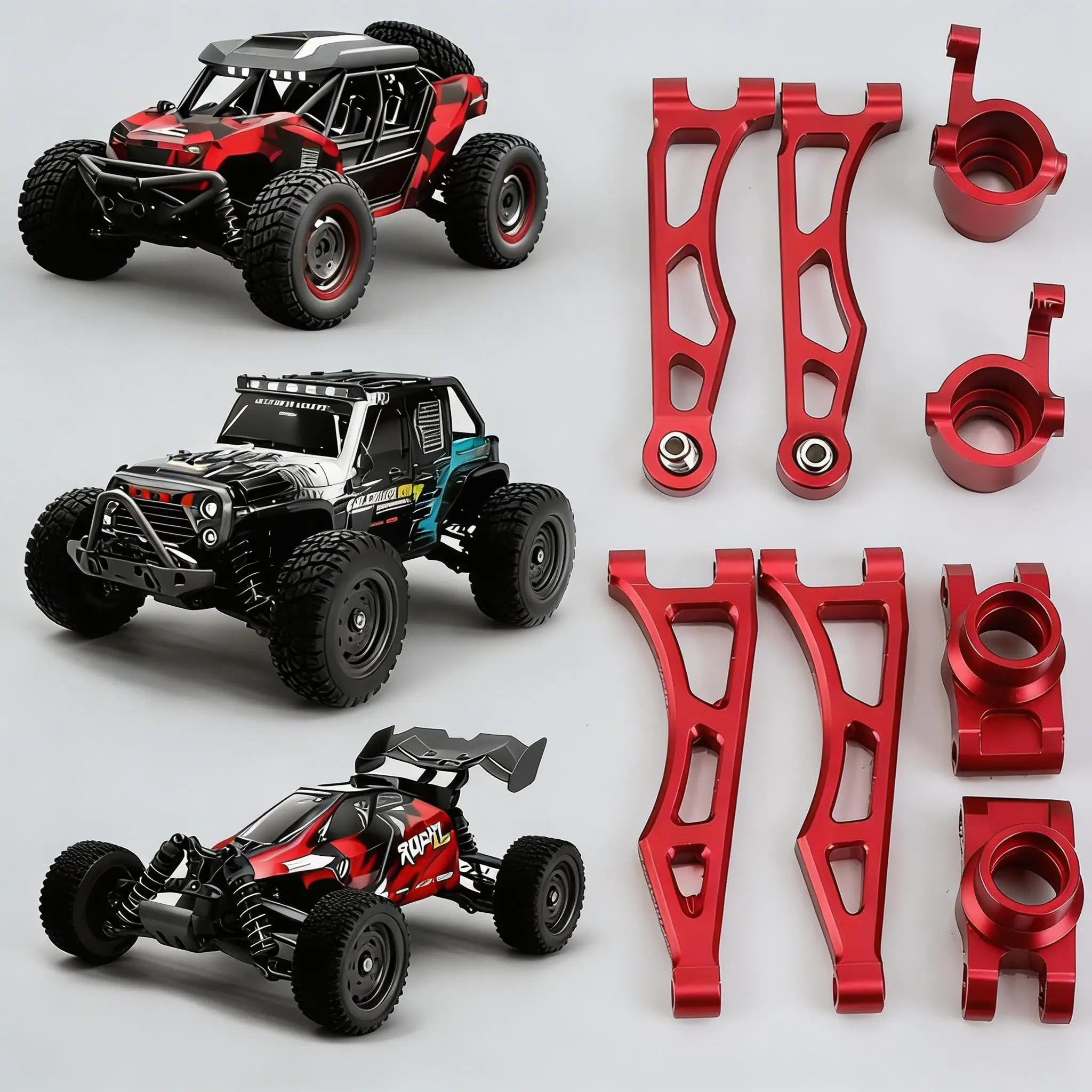 

Металлические передние и задние поворотные рычаги, комплект для модернизации рулевых кулаков для радиоуправляемых машин SCY 1/16 16101 16102 16103 16104 16106 16201, запасные части