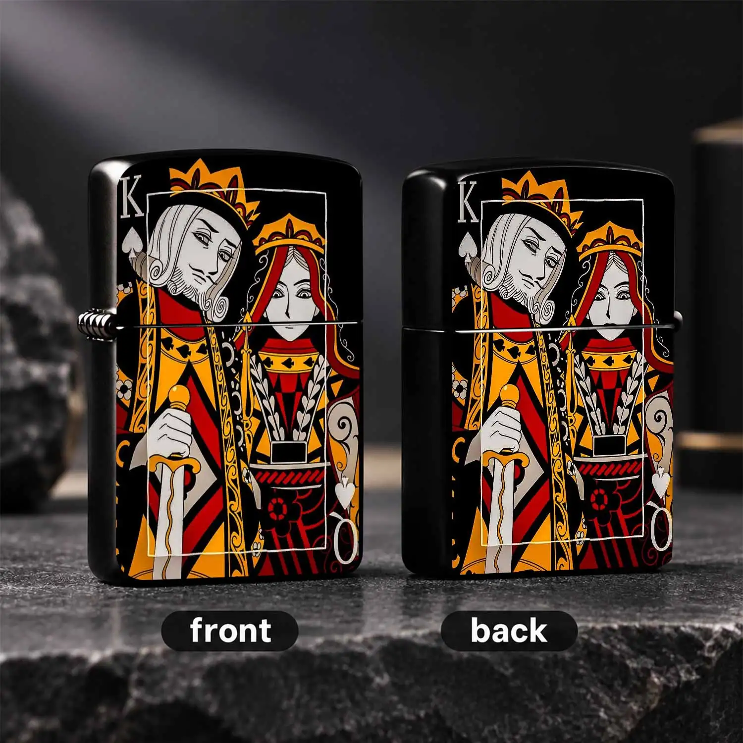 Vintage Playing Card Style, Artistic Spade King Pattern Printed  Windproof, Portable Durable Pocket  Igniter , Unique Cool Collectible Gift For Card Game Lovers, Boyfriends, Daily Casual Outdoor Use A Fun And Humorous Lighter