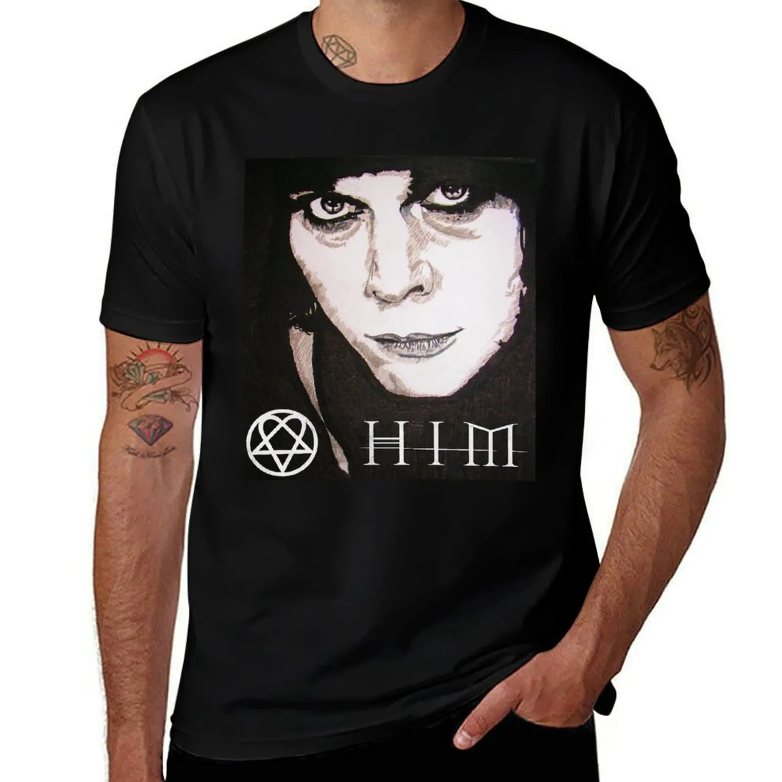 Ville Valo HIM T-Shirt Heavy Duty Casual Work Tee T-Shirt
