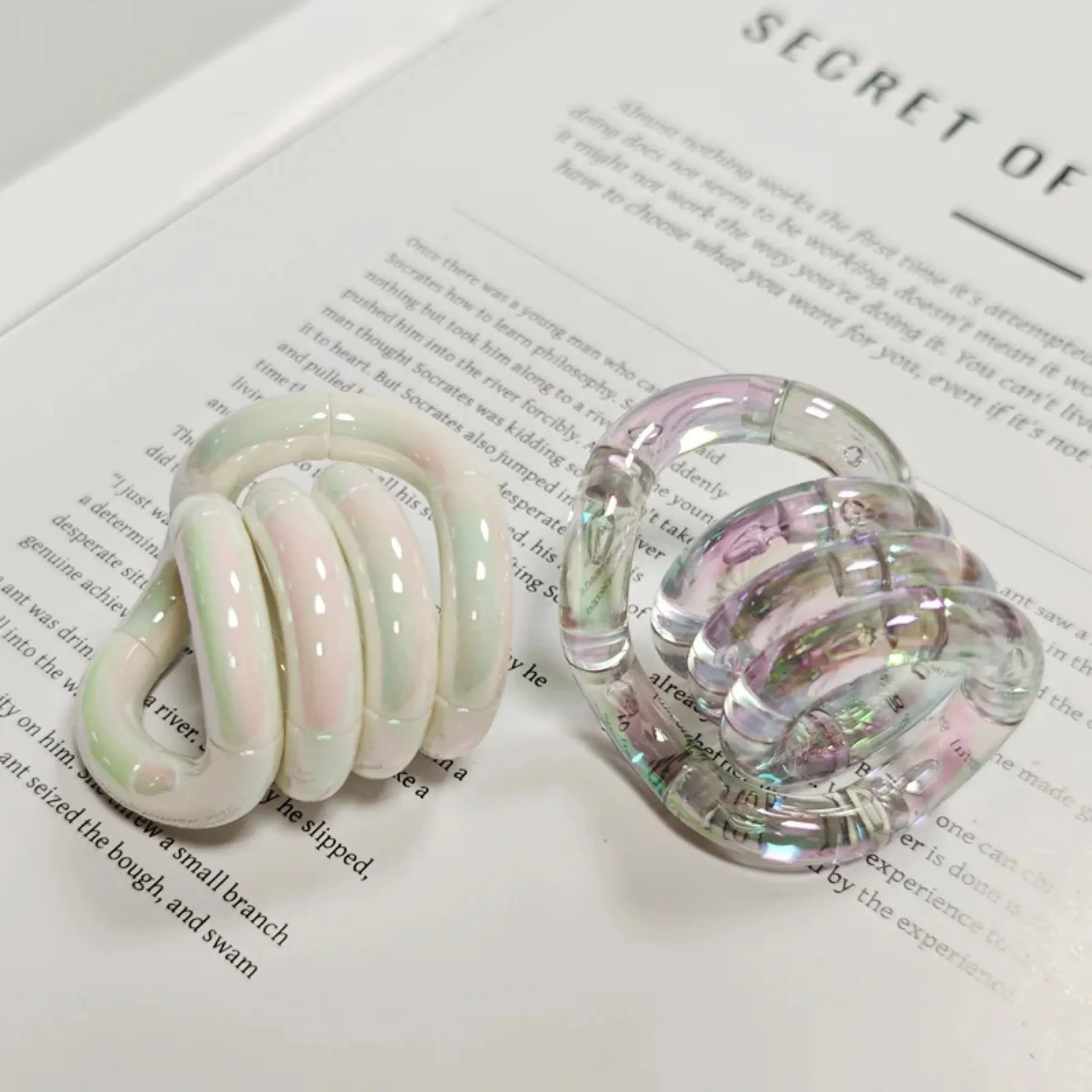 

Stress Relief Toy Electroplated Twist Rainbow Milk White Toy for Focus Anxiety Addiction Quitting, Metal Finger Fidget Toy