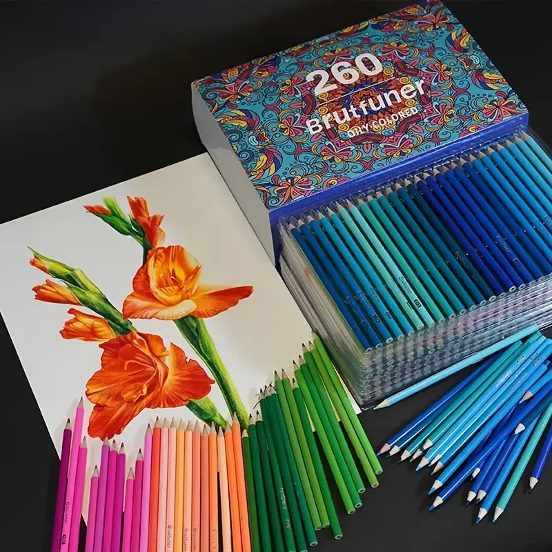 أقلام رصاص ملونة 120/180/260، قلب ناعم للفنانين ذو أساس زيتي مع لون نابض بالحياة، مثالية لرسم الرسم والتظليل والتلوين #4