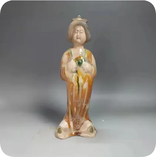 Exquisite Ancient China Tang Dynasty Tang Sancai Traditional Craft Home Decoration Pottery Porcelain Statue-Beautiful Woman