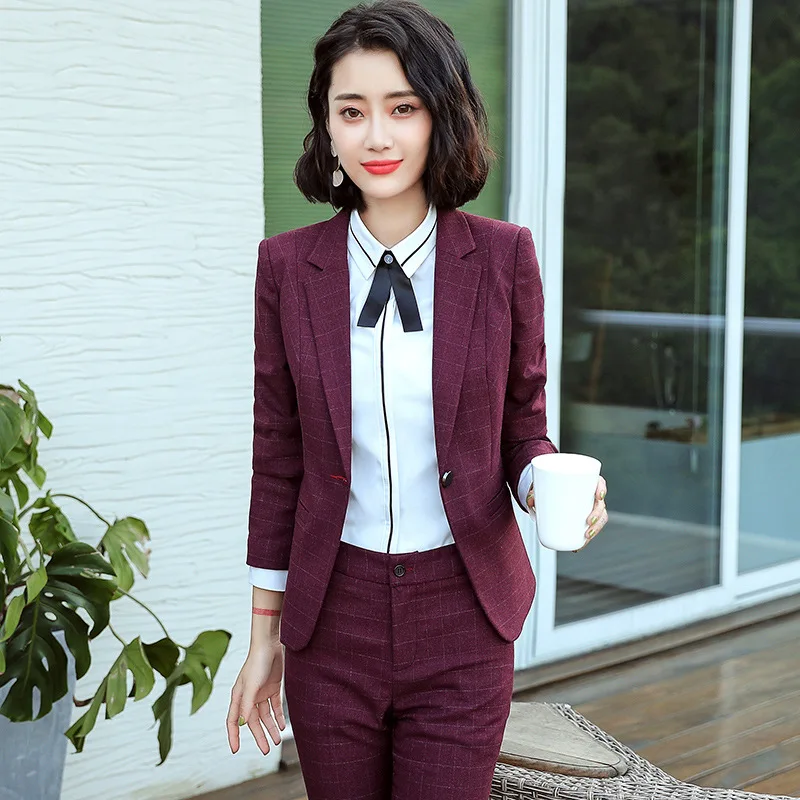 High Quality Fabric Formal Women Business Suits Female Pantsuits Office Ladies Professional Career Interview Blazers Set S-4XL