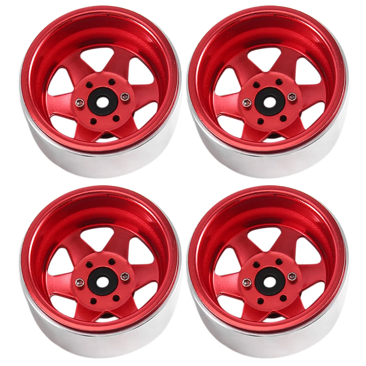 

4PCS Offset-8.9mm Metal 1.9in Beadlock Wheel Rim Deep Dish Hub for 1/10 RC Crawler Car TRX4 Axial SCX10 90046 UTB18,Red