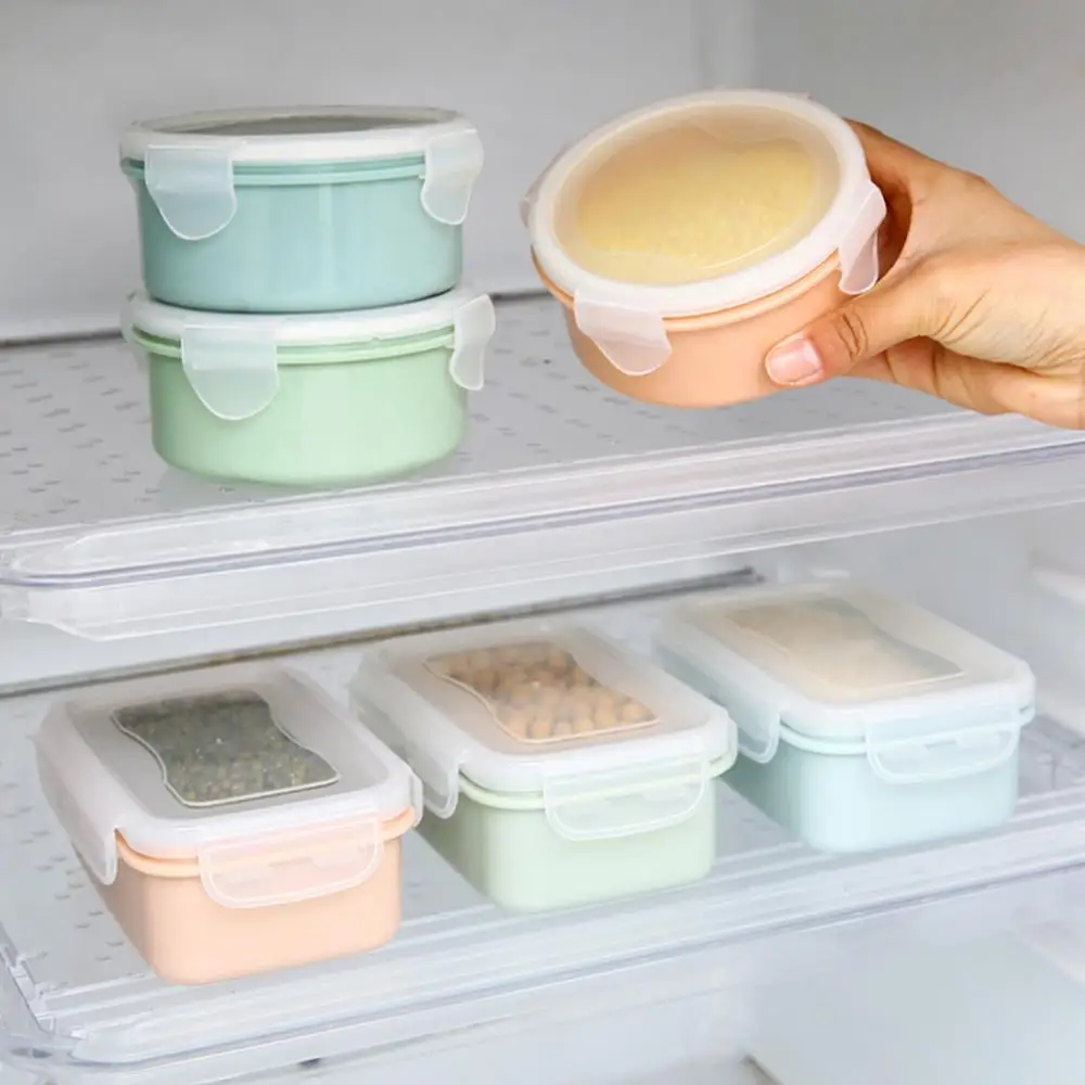 Round/Rectangle Kitchen Organizer Food Storage Container Seal Crisper Lunch Box Airtight Portable Leakproof Large Capacity Box