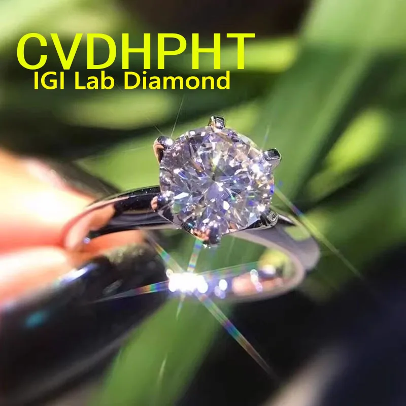 

Lab Grown Diamond Ring Real 14K Gold for Women Round D Color VS1 Wedding & Engagement RING