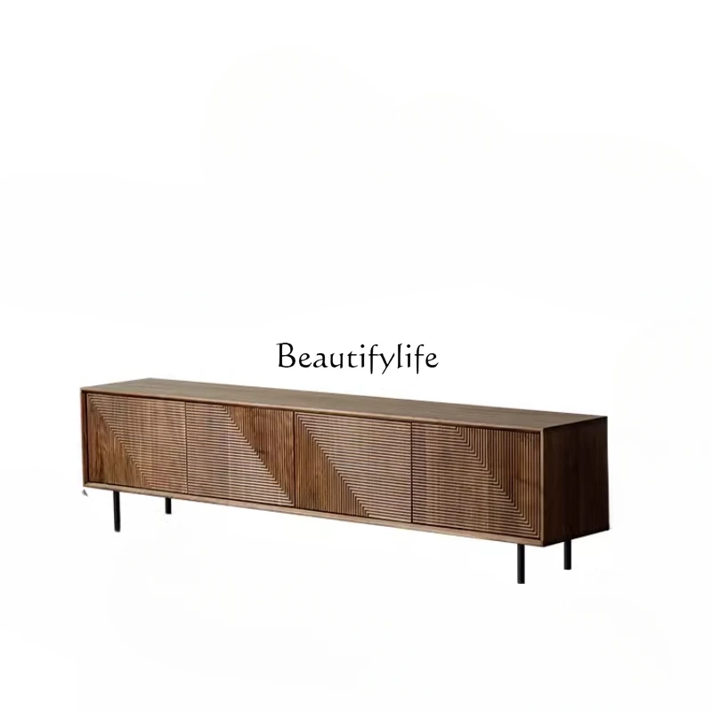 

North American black walnut low TV cabinet full solid wood living room antique Nordic