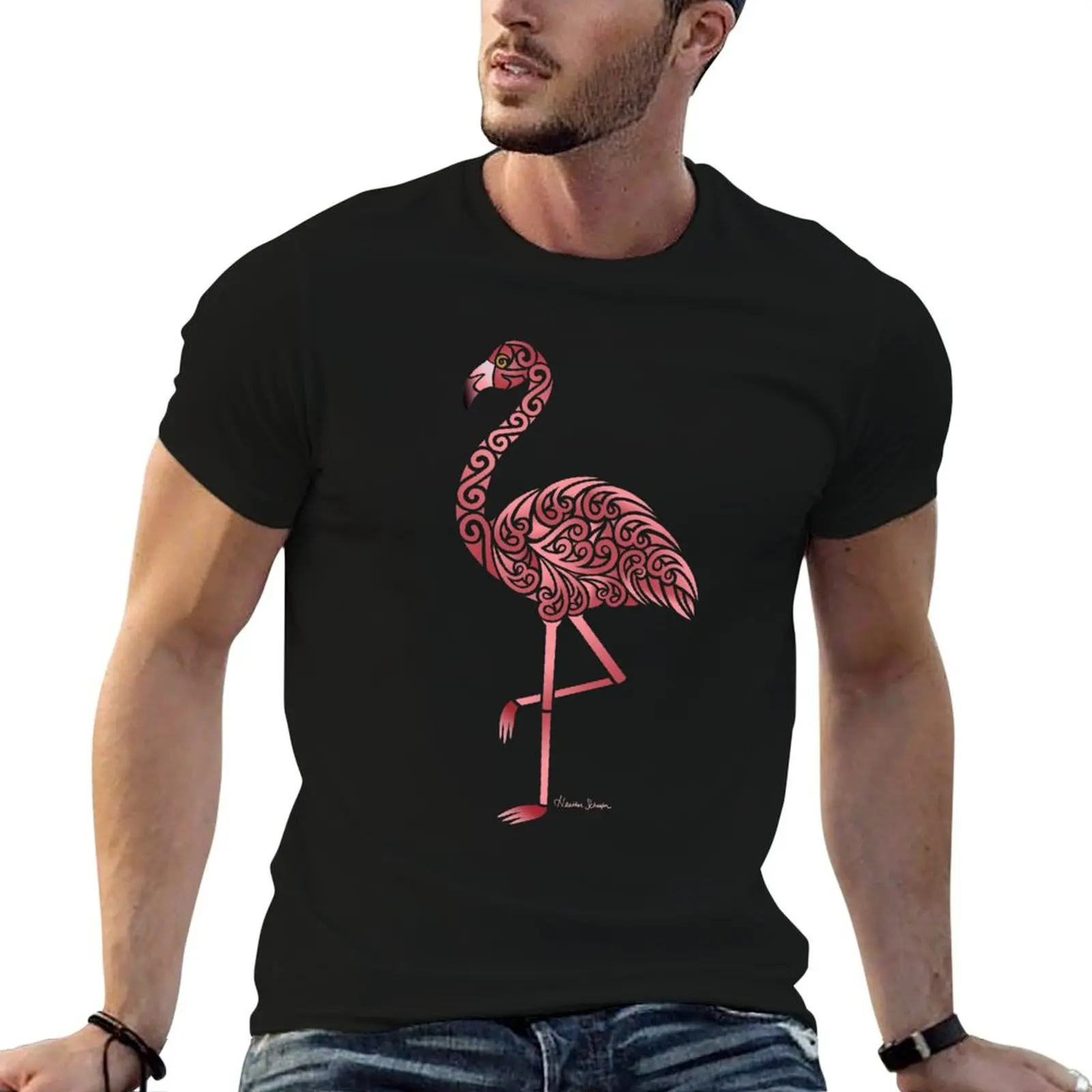 Funky Tribal Flamingo T-Shirt t shirt man luxury man t shirt summer t shirts cotton 100% T-Shirt