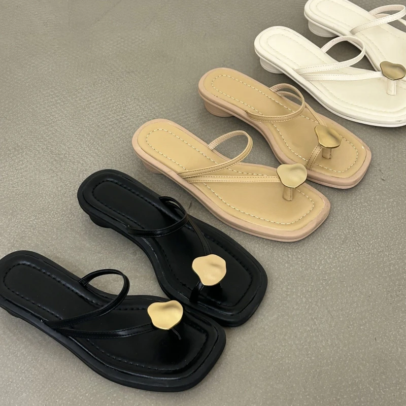 Summer Slippers Women Flat Flip Flops Outdoor Trend Beach Sandals Female Shoes Luxury Brand Design Leather Slides 40 Sizes