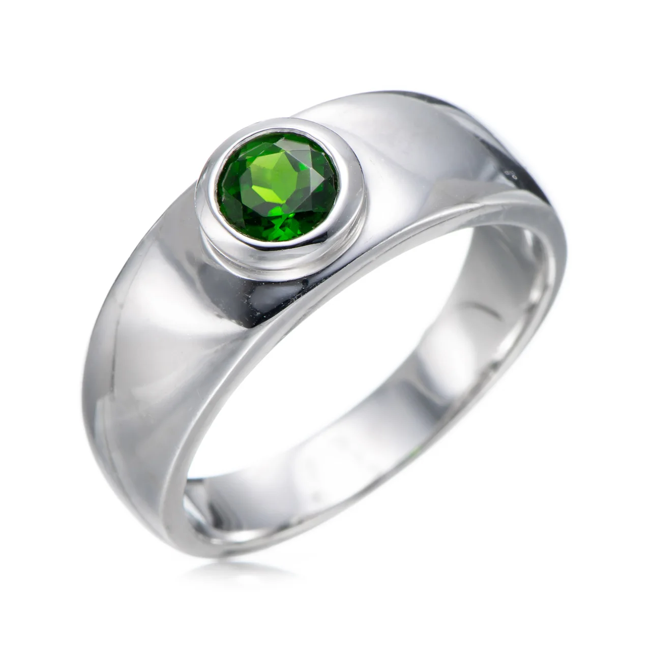 Chrome diopside Rhodium Over Sterling Silver Ring