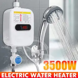 Aquecedor de água elétrico instantâneo 3500w, 220v, 3s, para banheiro, cozinha, sem armazenamento, exibição de temperatura