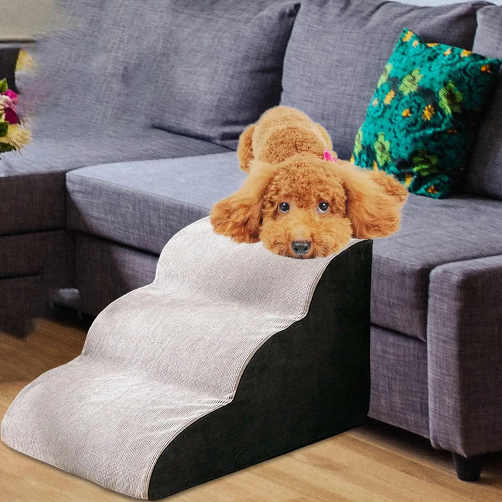 Non Slip Dog Stairs Pet Stairs Dog Climbing Stairs Household Small Dog Teddy Climbing Sofa Stairs Pet Slope Stairs 40x59x40cm