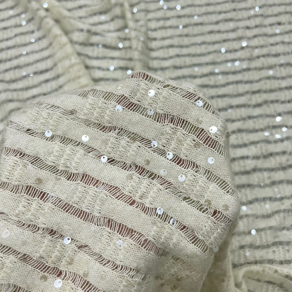 3D Vertical Sequin Embroidered Fabric Dress Wedding Gown DIY Sequin Embroidered Fabric for Clothing Crafts