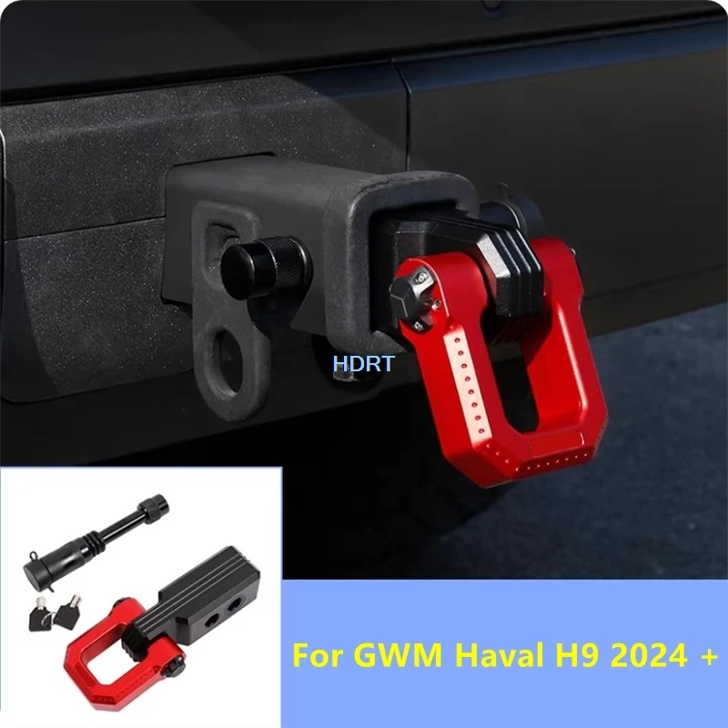 For GWM Haval H9 2024 + Car Styling 3200KG Break Force Trailer Arm Rear Bumper Tail Sink Tow Hook Cover Accessories Auto Part
