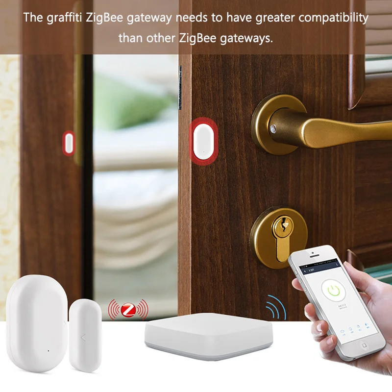 Tuya Security Monitoring Anti-theft Detector Low Battery Reminder ZigBee Window Sensor Graffiti Smart Home Door Magnetic Alarm