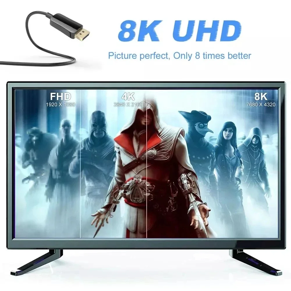 DP 1.4 Fiber Optic Cable 8K Displayport Cable HBR3 DSC 1.2  HDR10 32.4Gbps 8K@60Hz 4K@144Hz Optical Fiber Flexible 100M DP Cable
