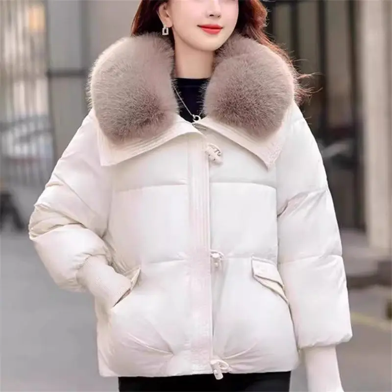 Fashionable Women\'s Clothing Autumn And Winter 2024 New Design Thick Fur Collar Down Cotton Jacket Warmth Trend Outwear A006