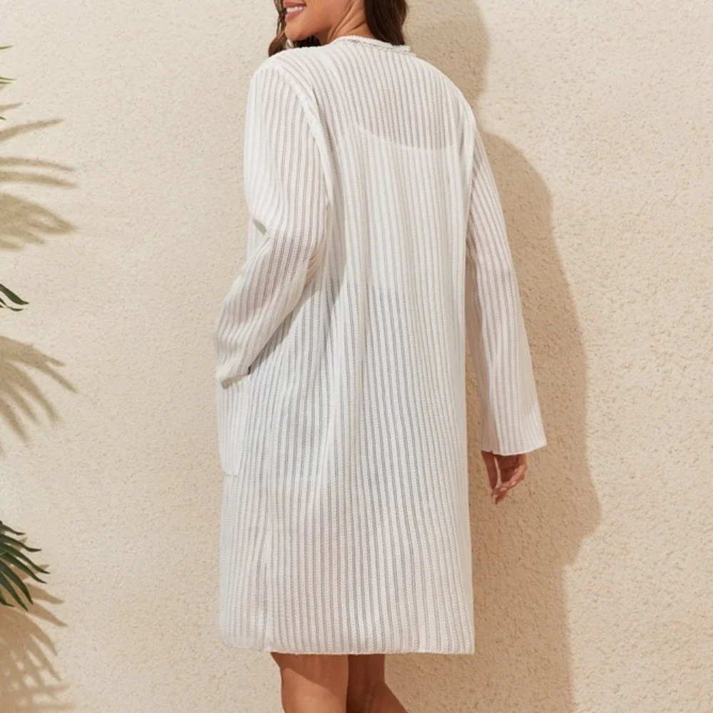 2025 Solid Beach Cover Up Kimono a maniche lunghe Costume intero da donna Costumi da bagno Costume da bagno femminile Costumi da bagno Nuoto