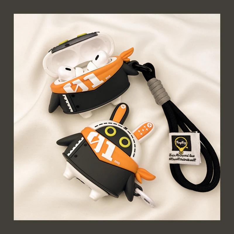 Juequ Zero Fat Rabbit Linda mascota Bom AirPods 4 Funda Compatible con AirPods 3 Apple Pro Funda para auriculares con llavero