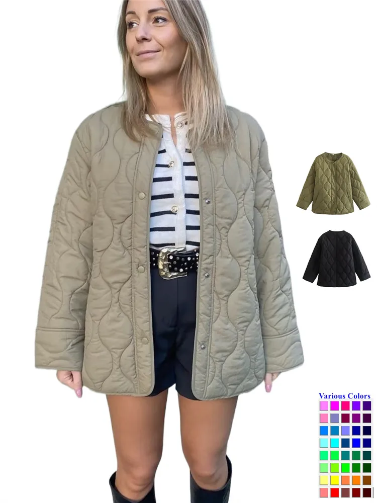 

Стеганая куртка 2025 года, женские парки, стеганое пальто с длинными рукавами для женщин, зимние теплые пальто, повседневная демисезонная куртка, верхняя уличная одежда