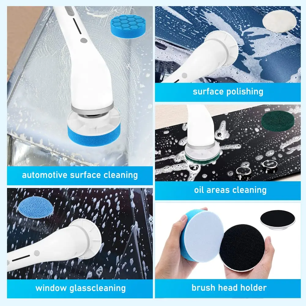 8-in-1 Multifunctional Wireless Electric Cleaning Brush Household Kitchen Bathroom Brush USB Handheld Rotating Cleaning Tools