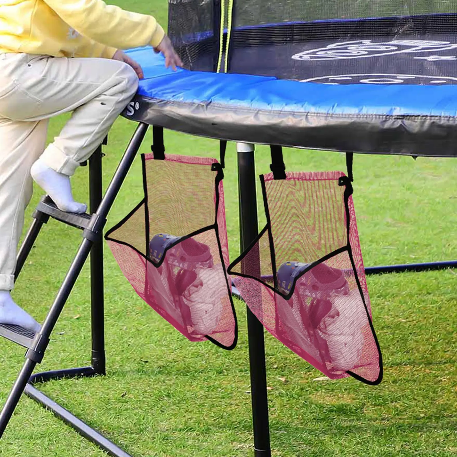 

2pcs Trampoline Storage Bags Large Capacity Mesh Tote Shoe & Accessory Organizer For Backyard Pool Camping Park Indoor Workout