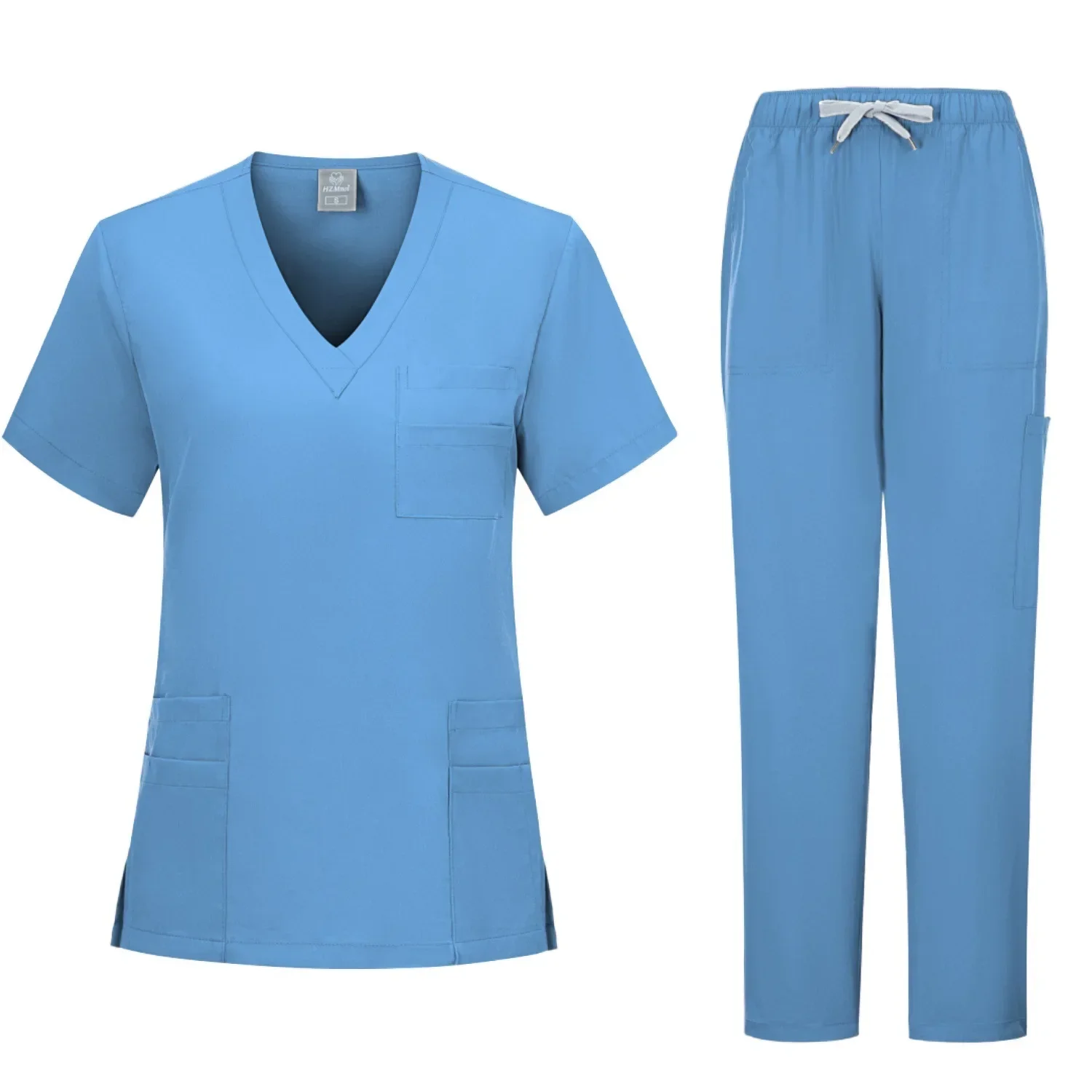 Classic Nurse Scrubs Set para Homens e Mulheres, Uniforme Médico, Roupas Cirúrgicas, Clínica Odontológica, Top e Calças, Vestuário de Laboratório